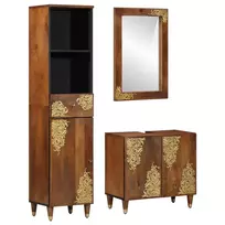 Vonios spintos komplektas 3 pcs Medus ruda Kietas mango medis