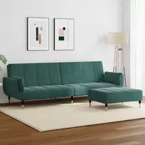 Dvivietė sofa-lova su pakoja, tamsiai žalios spalvos, aksomas