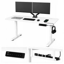 Reguliuojamo aukščio elektrinis kompiuterio stalas Boste 140x70cm dydis, baltos spalvos