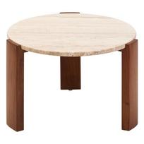 Rudos spalvos/šviesios natūralios spalvos su marmuriniu stalviršiu apvalios formos kavos staliukas ø 60 cm Palermo – Premier Housewares