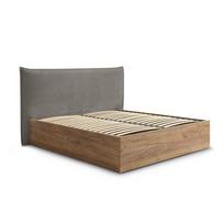 Pilkos spalvos/taupe spalvos iš audinio dvigulė lova audiniu dengta/iš medžio drožlių plokštės su sandėliavimo vieta su lovos grotelėmis 180x200 cm Charlie – Bobochic Paris