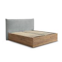 Šviesiai pilkos spalvos iš audinio dvigulė lova audiniu dengta/iš medžio drožlių plokštės su sandėliavimo vieta su lovos grotelėmis 180x200 cm Charlie – Bobochic Paris