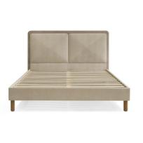Smėlio spalvos/taupe spalvos iš audinio dvigulė lova audiniu dengta su lovos grotelėmis 180x200 cm Mara – Bobochic Paris