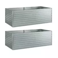 2 dalių cinkuotų pakeltų lysvių rinkinys, 180 x 90 x 60 cm metalinės pakeltos lysvės su saugiu kraštu, sidabrinės