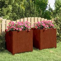 Loveliai su kojelėm, 2vnt., rūdžių, 50x50x50cm, Corten plienas