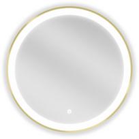 Mexen Esso apšviestas apvalus vonios kambario veidrodis, 60 cm, LED 6000K, priešrasos, auksinis rėmas - 9825-060-060-611-50