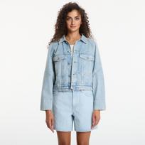 Calvin Klein Jeans Branded Boxy Denim Jacket Fresh Water - Dydis XS (LV047G726G YP3 Striukės)