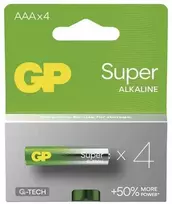 GP Super vienkartinės šarminės AAA baterijos, 4 vnt. pakuotė