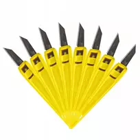 Kanceliarinis peilis STANLEY 1-10-601 Metalinis raudonai geltonas, nulaužiamais ašmenimis, rankena 18 cm, pakuotė po 50 vnt.