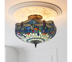 Endon 111897 - Ant lubų montuojama liustra Tiffany DRAGONFLY 3xE27/10W/230V, skersmuo 41 cm
