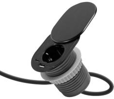 Įmontuojama rozetė su stumdomu dangteliu, 1 lizdas + USB-C + USB-A, juoda
