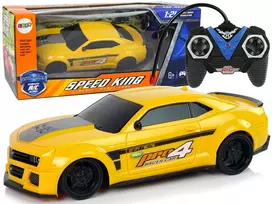 LEAN TOYS nuotolinio valdymo sportinis automobilis 1:24 lenktyninis geltonas su tamsintais langais