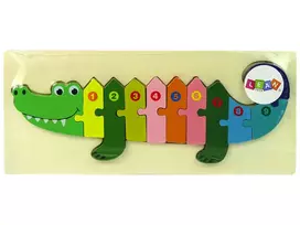 LEAN TOYS Medinių dėlionių rinkinys Krokodilo skaičiai