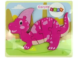 LEAN TOYS Wooden Puzzle Dinosaur Corythosaurus Pink Spinosaurus Purple