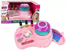 LEAN TOYS Nagų lakų rinkinys su blizgučiais, džiovintuvu ir lipdukais