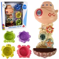 LEAN TOYS Vonios žaislų rinkinys: laivas, jūrų gyvūnai, krioklys, siurbtukai