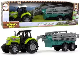 LEAN TOYS Ūkio traktorius su purkštuvu ir ūkio garsais žalias