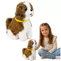 LEAN TOYS Interaktyvus minkštas šuo šicu veislės švelniu kailiuku