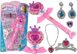 LEAN TOYS Magical Fairy Tale Princesses Set su interaktyvia lazdele, šviesa, garsu ir žvaigždžių projektoriumi
