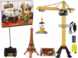 LEAN TOYS Construction Crane Controlled by R/C Remote Control 90 cm High Eiffel Tower Construction