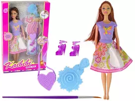 LEAN TOYS Lėlė su ilgais plaukais ir piešiama suknele