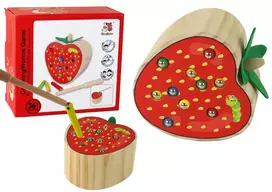 LEAN TOYS Wooden Strawberry Catch the Worm Magnetic Game