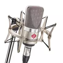 Neumann TLM 102 NI Studio Set – didelės diafragmos kondensatorinis mikrofonas su amortizatoriumi, nikelio spalvos