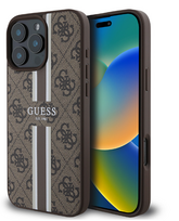 Guess 4G Printed Stripes MagSafe Apple iPhone 16 Pro Max - dėklas telefonui rudos spalvos