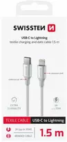 SWISSTEN TEXTILE II duomenų kabelis USB-C – žaibiškas 1,5 m baltas