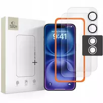 „Tech-Protect“ grūdintas stiklas „Tech-Protect Easy Set+“ skirtas „Apple iPhone 17“, skaidrus [3 vnt. rinkinys]