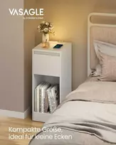 VASAGLE naktinis staliukas su LED apšvietimu, USB jungtimis ir stalčiu