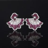 Premium Flower Earrings, Stud Earrings, New Popular Smart Skirt Earrings Show Elegant Temperament, Women'S Earrings raudona