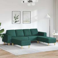 Svetainės sofa 3 vnt. Tamsiai žalia Poliesteris