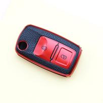 2 Buttons Shell For VW Volkswagen Passat B5 B6 B7 Polo Jetta Lavida Tiguan Golf 4 5 6 MK6 for Skoda Octavia TPU Leather Car Key Case Cover raudona