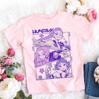 Summer Pure Cotton KPop Demon Hunters TShirt Kids Cartoon Anime Meme Print Clothes Round Neck Basic Boys Tops Casual Shirts 100