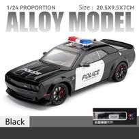 1:24 Simulated Dodge Hellcat Police Car Model Sound And Light Pull-Back Toy Car Metal Sports Car Boys Collection Ornaments Gift
