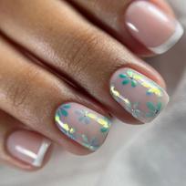 24 Pieces Flower Press On Nail Square Short Artificial Nail Stick on Nail Floral Flase Nail For Special Occasion 1