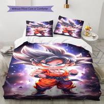 Son Goku Pattern Bedding,Quilt Set Quilt Cover Pillowcase Home Birthday Gift (1 * duvet cover + 2 * pillowcase, without core) 135x200cm