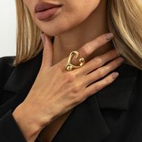 Hip-hop Personality Smooth Surface Metal Nails Splicing Heart-shaped Ring for Women Designer Creative Finger Jewelry Accessories
