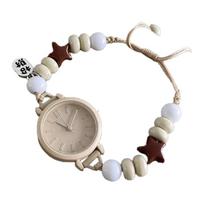 Forest Theme Handmade Beaded Wristwatches Woven Star Chain Watch Bracelet Vintage Alloy Adjustable Hand Chain Women