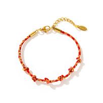 Ins style handmade colorful woven rope bracelet dopamine DIY rope chain gold plating 16cm raudona