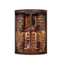 NEW DIY Wooden Book Nook Figurines Miniatures Wisdom Rings Book Repository Bookend for Friends Birthday Gifts Home Decor Crafts