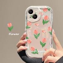 Tulip Love Soft Case for iPhone Models (13, 14, 15 Pro Max, 16 Pro, 17) - Fashionable Design for Girls iPhone 14 Pro Max