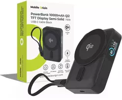 Pitaka Mobile Origin 10000 mAh Qi2 TFT Ekranas Semi-solid PowerBank PB19 – USB-C Cable Juodas