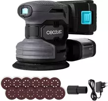 Cecotec akumuliatorinė rotacinė-orbitalinė šlifuoklė 21 V, 13000 aps./min, dulkių talpa, 12 švitrinio popieriaus