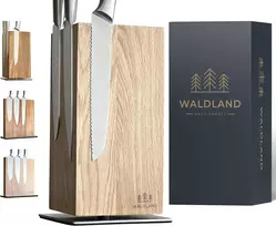 Waldland 360° magnetinis ąžuolinis peilių laikiklis-blokas, besisukantis, 8–12 peilių talpa