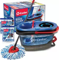 O-Cedar grindų valymo sistema EasyWring su mikrofibros mopais, dviejų skyrių kibiru ir 2 papildomais užpildais