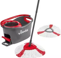 Vileda grindų plovimo rinkinys su kibiru ir mikropluošto šluoste Turbo EasyWring & Clean, pilka/raudona