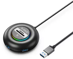 Orico YXR5-U3 RGB USB Hub 4-Port USB-A 3.0 with SD and Micro SD Card Reader 0.3m - Juodas