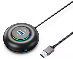 Orico YXR4-U3 RGB USB šakotuvas 4 prievadų USB-A 3.0 su garso/mikrofono prievadu 1,8 m - Juodas
